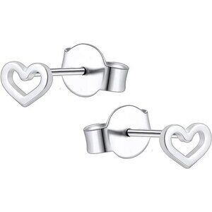 Minimalist Heart Stud Earrings Sterling Silver Earrings Small Heart Earrings